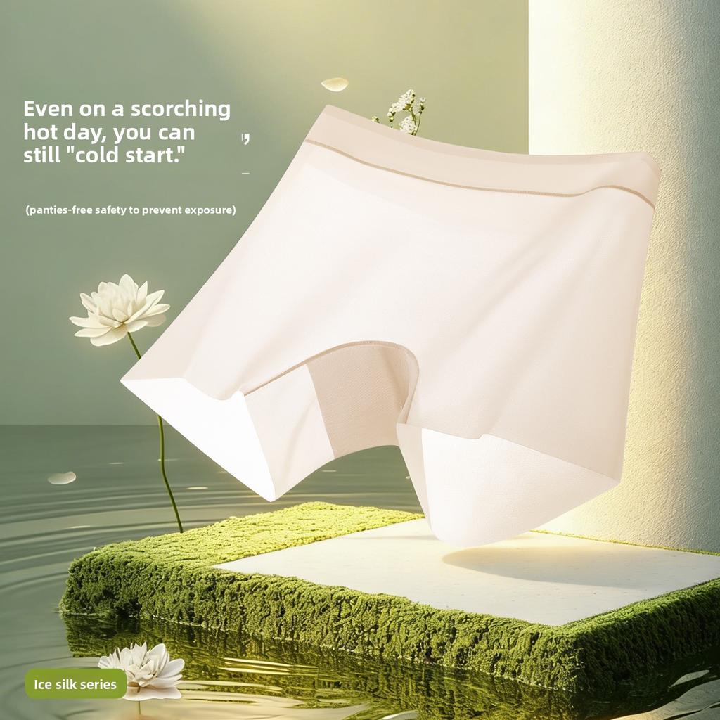 Large Size Female Summer Thin Anti Slip Unrolled Traceless Safety Underwear