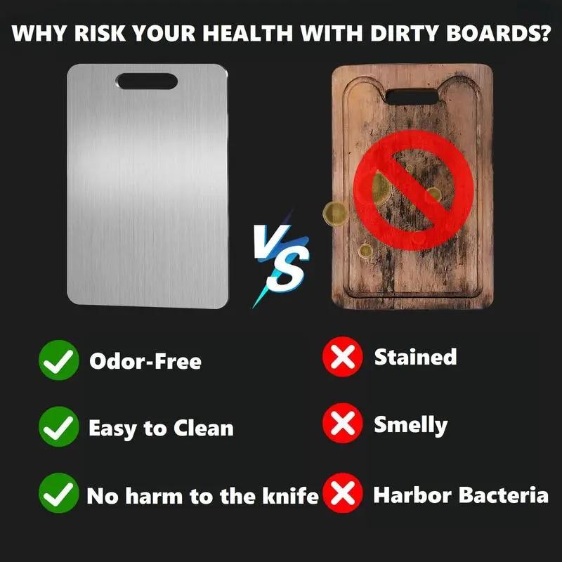 Stainless Steel Chopping Board, Antibacterial Double-Sided Cutting Board for Kitchen, Household Kitchen Gadget