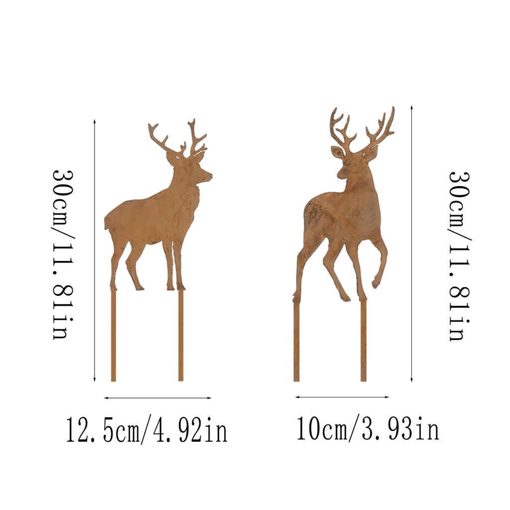 1Pc Iron Deer-Shaped Garden Decoration Ground Insert, Outdoor Christmas Decoration, Suitable for Outdoor Lawn and Courtyard Garden Decoration