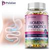 Probióticos femininos, 120 bilhões de UFC, contendo prebióticos, enzimas digestivas e cranberries, benéficos para a saúde intestinal e vaginal.