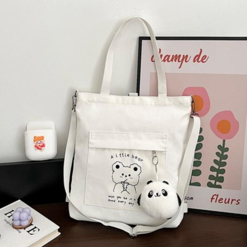 Simple autumn and winter new bag women's texture atmospheric canvas bag student class schoolbag cartoon handbag bag