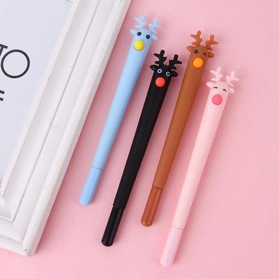 Kreativer Niedlicher Rentier Kugelschreiber - Weiche Gummi Kitzform für Weihnachten, Schwarze Tinte Signaturstift