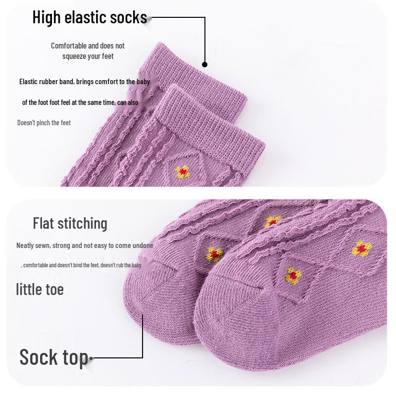 Yellow Girls' Mid-Calf Cotton Socks for Spring, Autumn, and Winter – Sports Style