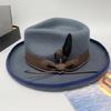 Elegant Feather Homburg Wool Styling Hat with Wide Brimmed Flat Hat Wide Brimmed Western Hat for Casual Wear