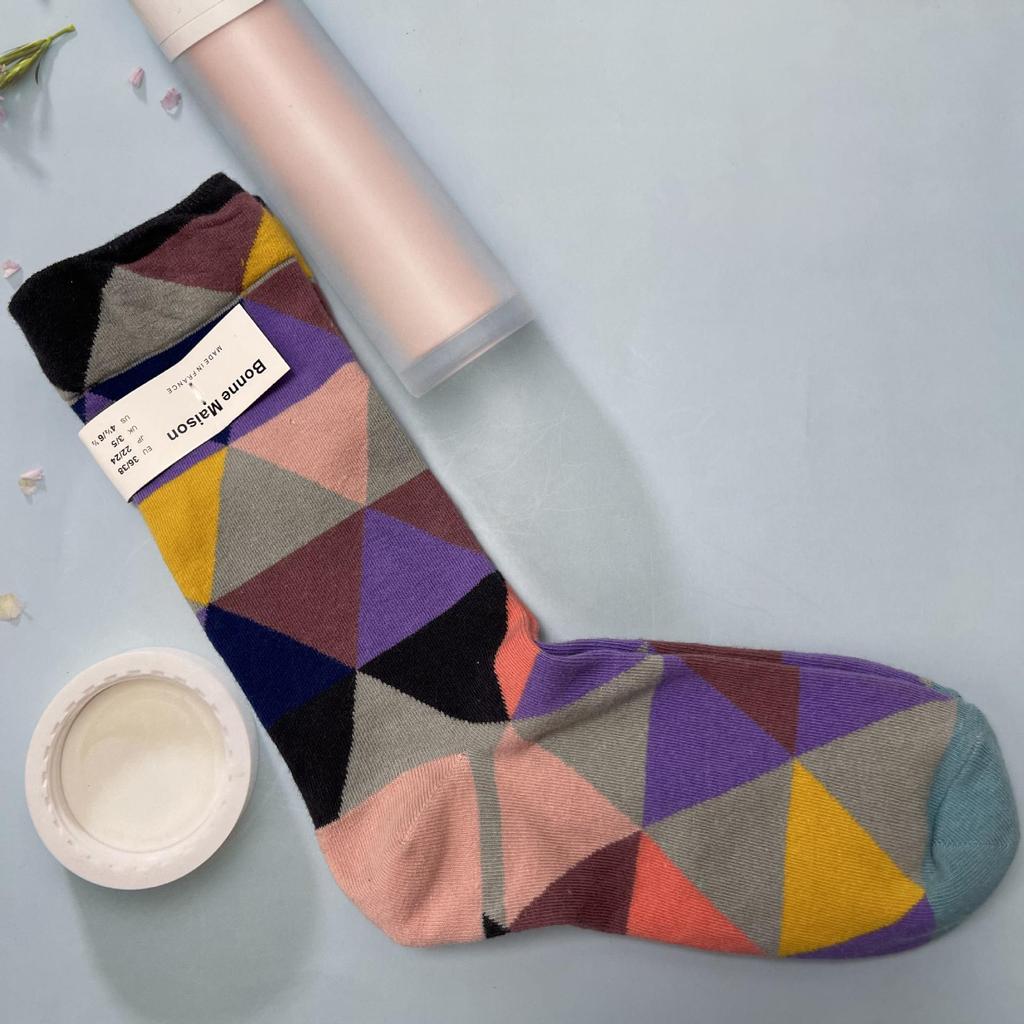 Bonne Maison: Retro-Ölgemälde-Socken für Damen, mittelhoch, luxuriös, französisch, bis zur Wade