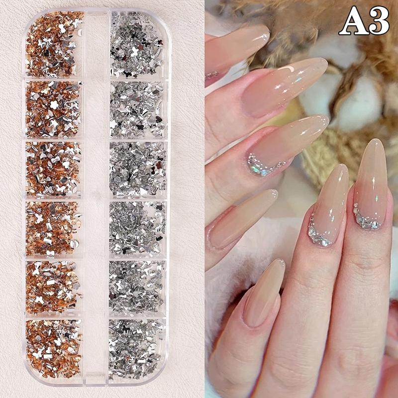 Mix 3D Nagel 12 Gitter Diamanten für Nail Art Mini Glitzer Diamanten Dekorative DIY Nail Art Accessoires