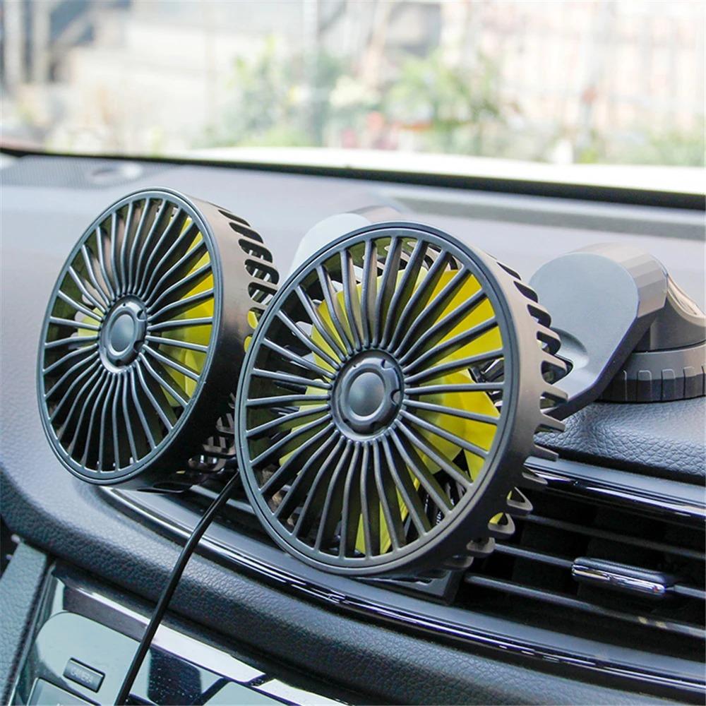 NEW Automobile double fan household 360 degree circular automobile cooling accessories swing fan ventilation plate USB in summer