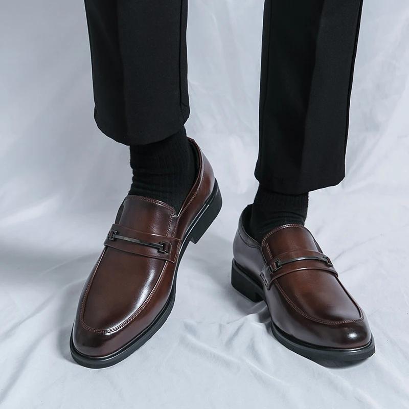 Fashion Men 2025 Fashion Loafers Shoes  New Comfy Mens Soft Sole Leather High Quality Style Men Business Thick Bottom Oxford Work Shoes