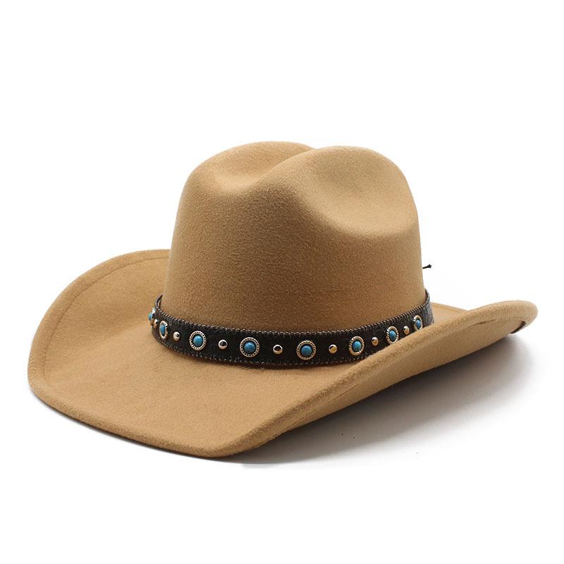 Ethnic Style Horseback Riding Belt Felt Hat Retro Top Hat Men'S And Women'S Woolen Denim Hat