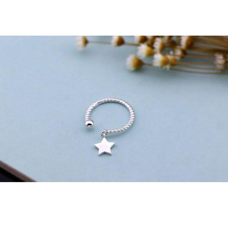 BF CLUB Silver Color Rings For Women Star Pendant Opening Wedding Rings Anillos Mujer Anel S-R237