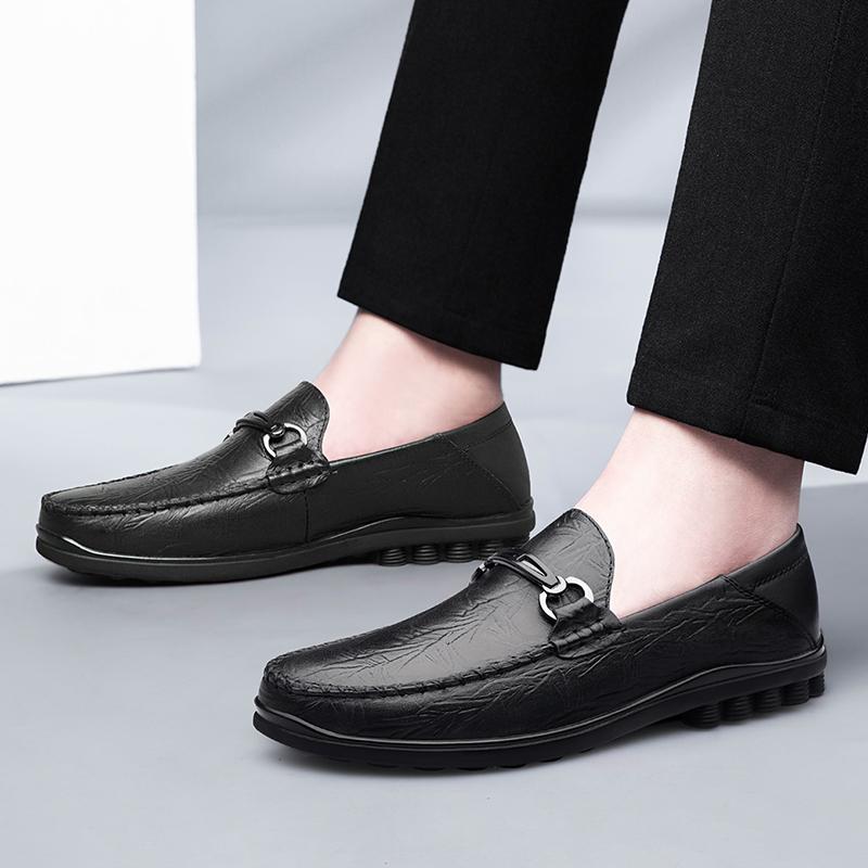 Chaussures Décontractées pour Hommes en Cuir Véritable Noir Printemps Été Mocassins à Enfiler Hommes Ballerines Italiennes Souples Mocassins de Conduite Légers Taille 37-45