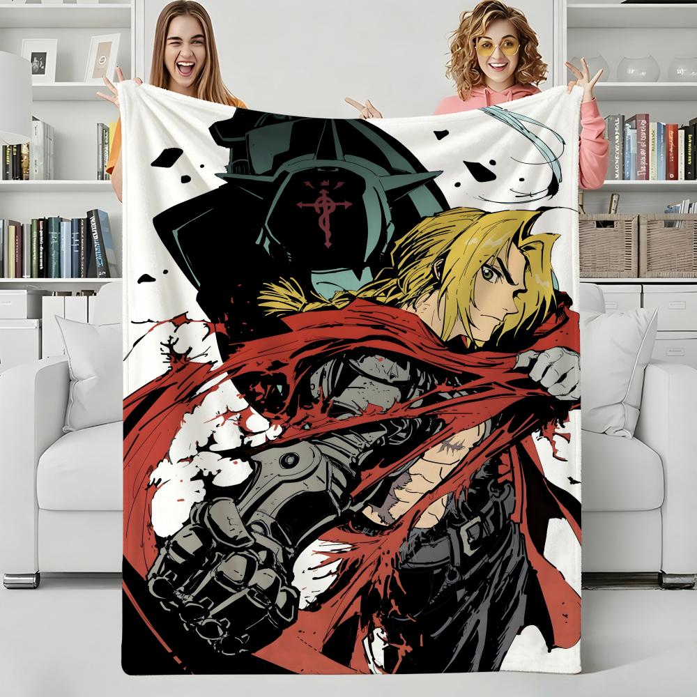 Anime F-Fullmetal Alchemist Throw Flannel Blanket Perfect for Sofa Office Bed Travel Sleep Read Relax Camping Four Season Use
