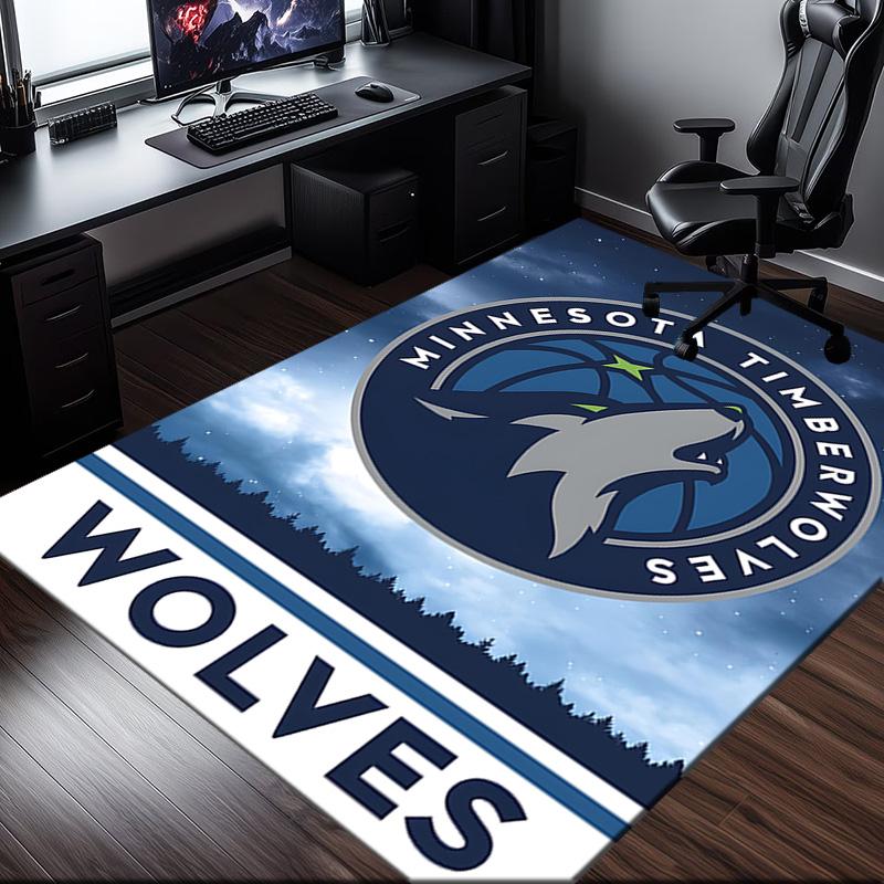 Timberwolves Logo Rug Office Carpet Non-Slip Mat, Chair Rug Floor Covering for Gaming, Bedroom, Living Room , Home Decor Christmas Gift