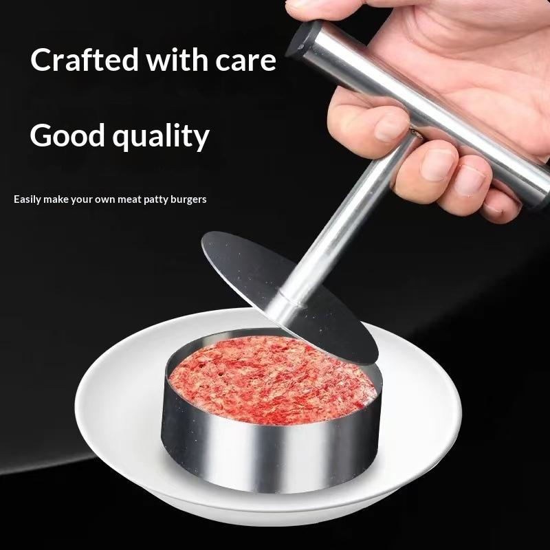 Burger Patty Maker Stainless Steel Burger Former Easy Release Rust-Resistant Meat Shaping Tool Ergonomic Handle Kitchen Cooking
