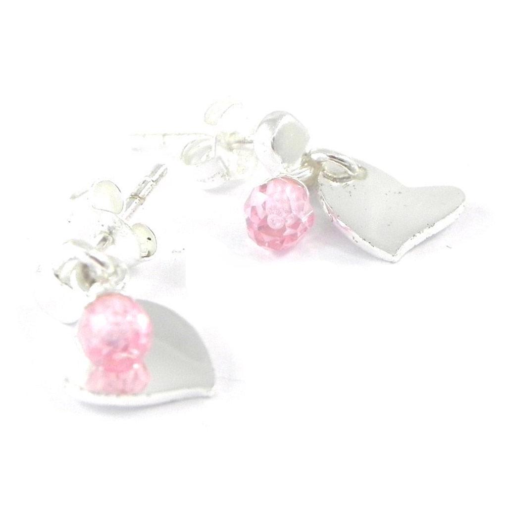 Les Trésors De Lily [F6697] - Pink 'Sweet Heart' Silver Earrings
