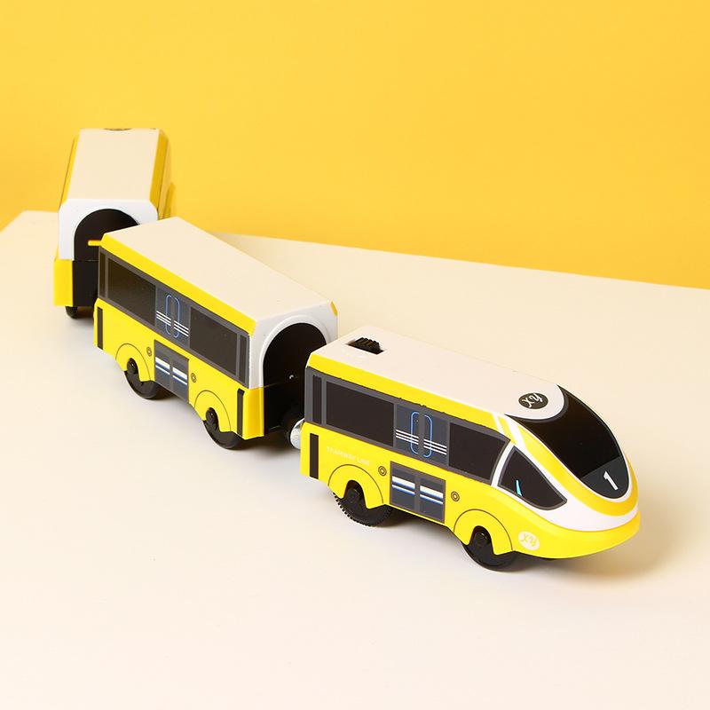 Kids RC Electric Train Set Locomotive Magnetic Train Diecast Slot Toy Fit for Wooden Train Railway Track Toys for Children Gifts