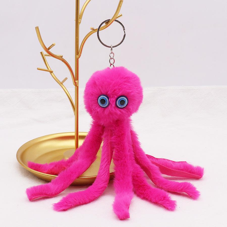 New Creative Octopus Fur Ball Keychain Cute Octopus Marine Life Plush Doll Bag Pendant Accessories