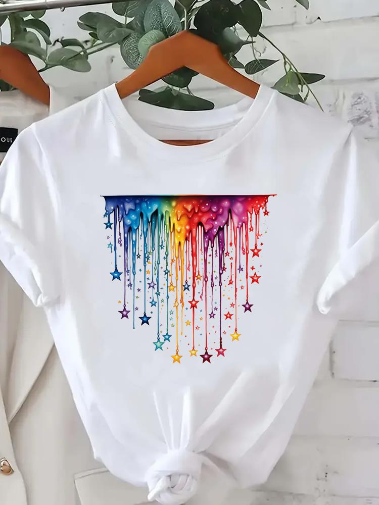 (Asian Size) T Shirt Tee Feather Trend Cute Top Clothing Fashion Women Casual Printed Lady Female Graphic  Short Sleeve T-shirts
