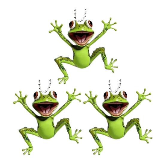 1/2/3/4/5Pcs 2D Acrylic Frog Hanging Decoration with Beaded Chain Car Rearview Mirror Hanging Ornament Charm Pendant Car Interior Accessory