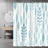 Hellblaues Blattmuster Duschvorhang Minimalistisches Naturdesign Moderne Badezimmerdeko Elegant Wasserdicht Kostenlose Haken Enthalten