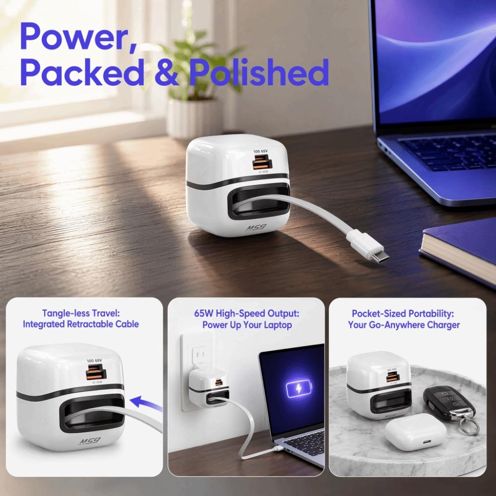 EU UK US Plug 65W Fast Charger Foldable Foot Universal Travel Adapter Universal USB-C Devices