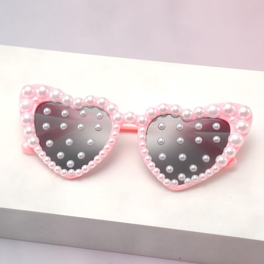 Fashion Sunglasses Fashionable Love Pearl Sunglasses Heart Shaped Sunglasses Anti-Ultraviolet For Party Cycling Outdoor Sports
