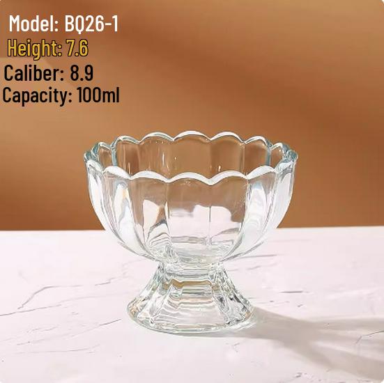 Elegant High-Foot Glass Cup for Desserts, Ice Cream, Cold Drinks, Milkshakes, Juice, and Popsicles