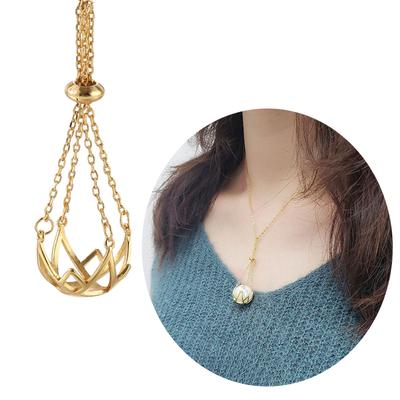 Pearls Stone Holder for DIY Necklace Adjustable Empty Pendant Cage Bracket Support Tray for Men Women Jewelry Fitting