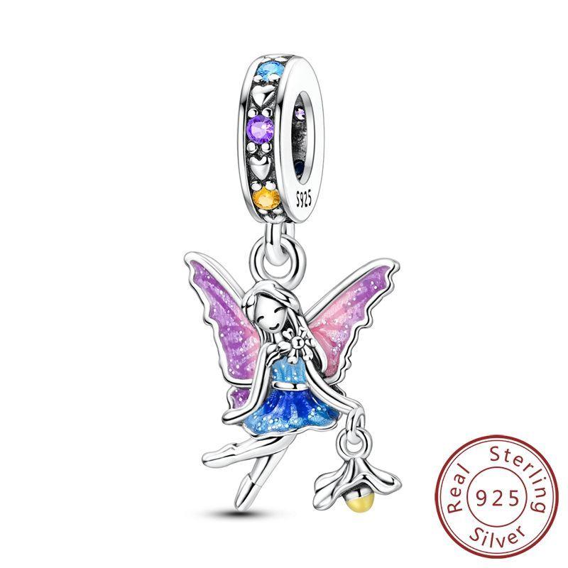 100%Stering Copper Lily Of The Valley Rose Charms Beads Butterfly Lucky Pendant Fit Original Bracelet Diy For Womenjewelry