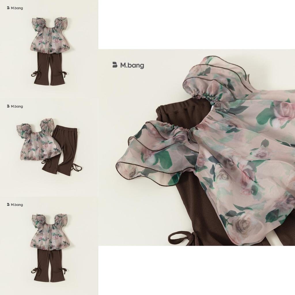Princess Girl Summer Outfit Set With Rose Flower Pattern For Toddler Girls