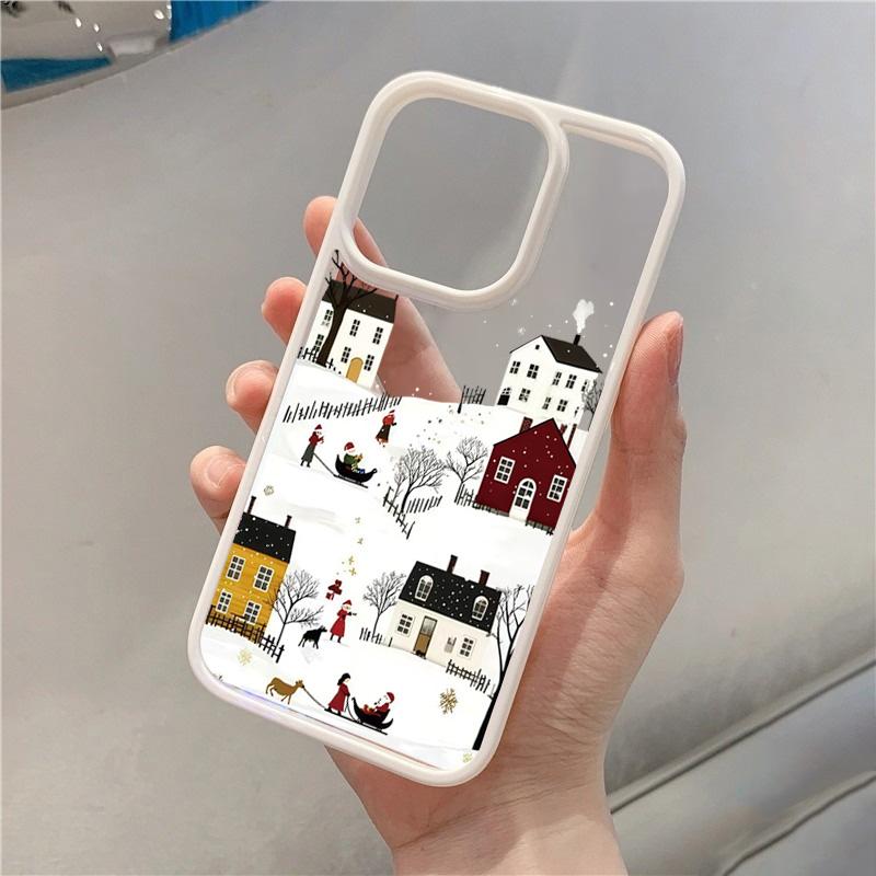 Christmas Town Healing Art Print Phone Case for iPhone 17 16 15 14 13 12 11 Series Pro Max Plus Double Layer Protection