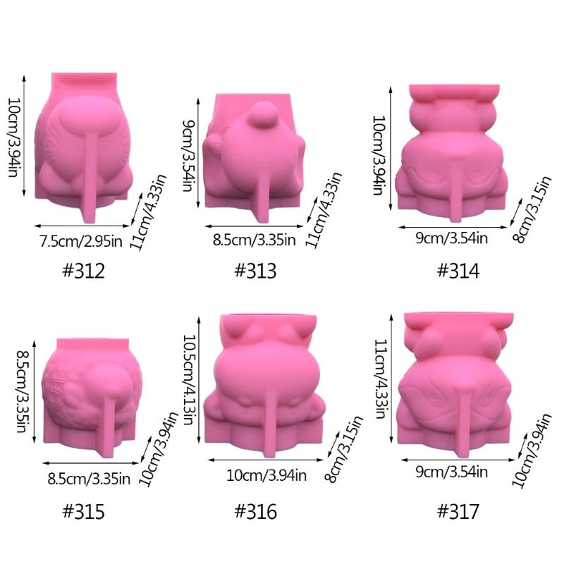 Cute Zebra Fox Concrete Flower Pot Silicone Mold Candle Pen Holder Resin Mold Animal Succulent Planter Pot Mold DIY Art