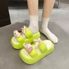 Cute Dopamine Cartoon Thick-bottomed Muffin Slippers 2025 Summer New Non-slip Fashion Beach One-word Slippers Women
