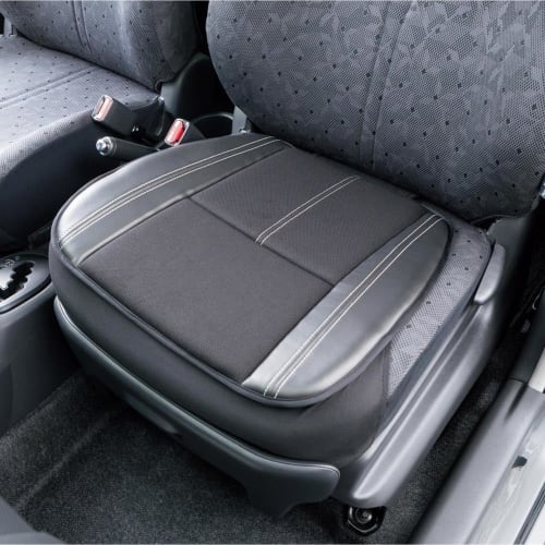 BONFORM Seat Cushion, Basic Leather, Light/Normal Car, Hip Type, Skirt Type Stopper Included, Hip Backlash 48x45x2cm, Black 5345-43BK