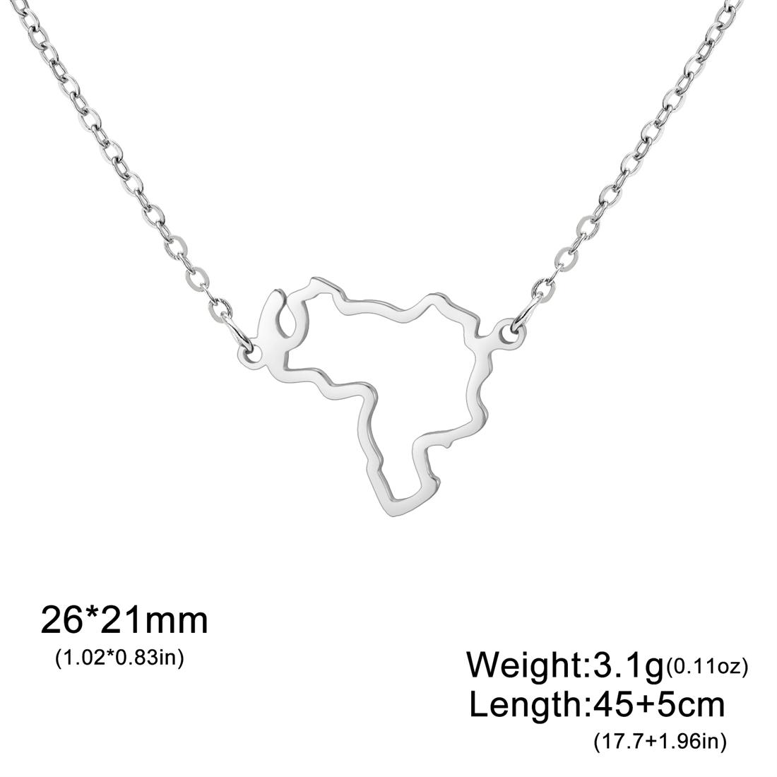 Hollow Venezuela Map Necklace for Women Men Stainless Steel Fashion Venezuelan Pendant Choker Patriotic Jewelry Gifts