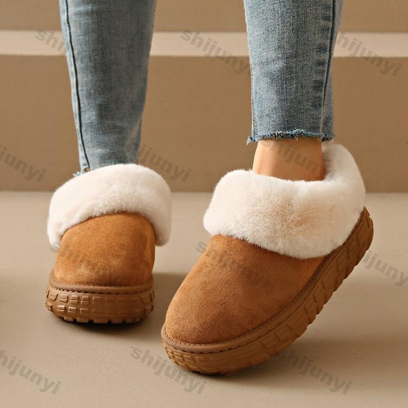 Fashion Large Size Women's Shoes 2025 Winter Thicken Fashion Slip on Comfortable Snow Boots Outdoor Non Slip Height Increase Short Boots