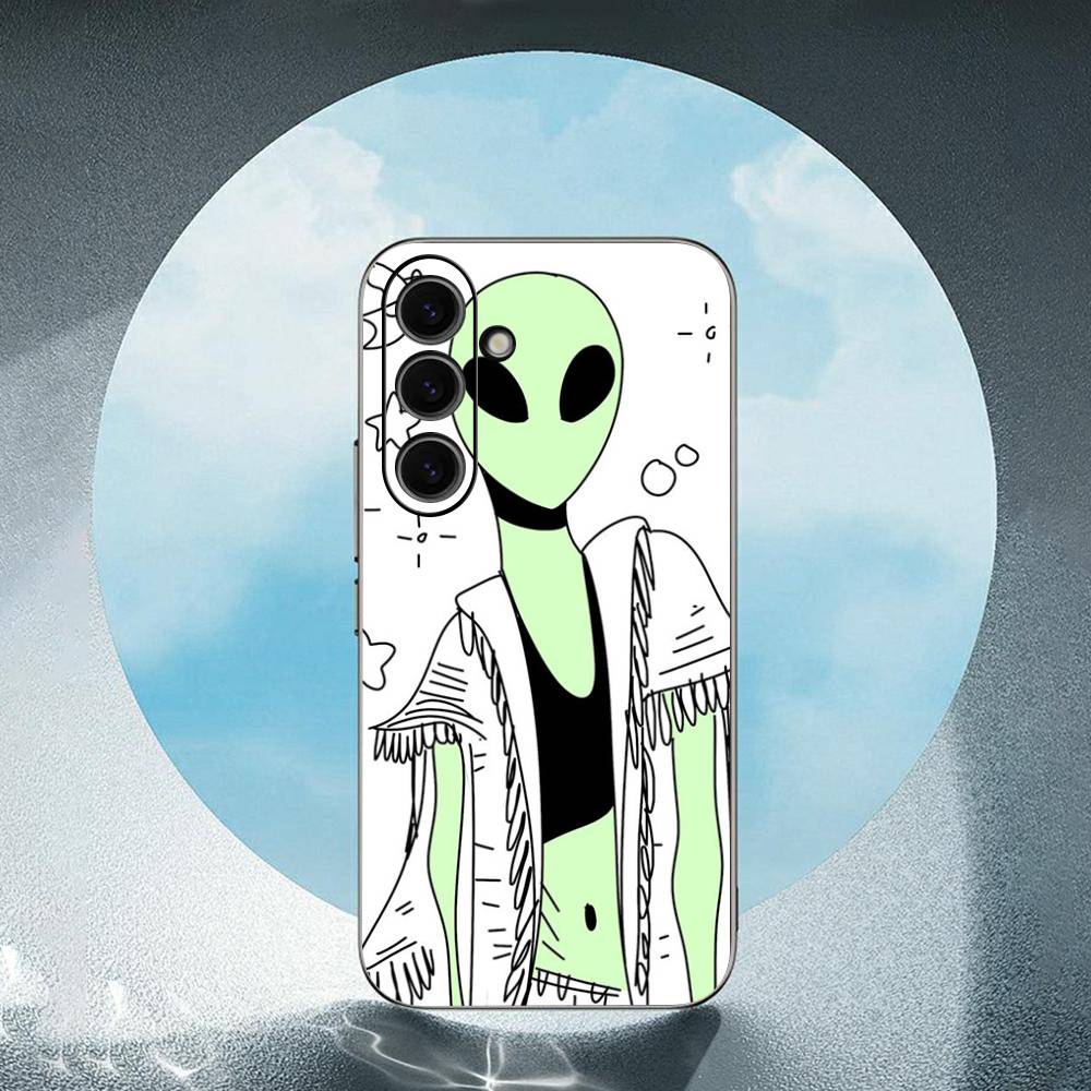 Alien Drawings of Aliens  Luxury Black Phone Case For Samsung Galaxy S23 S24 S25 Ultra S22 Plus S21 SamsungS22 5G