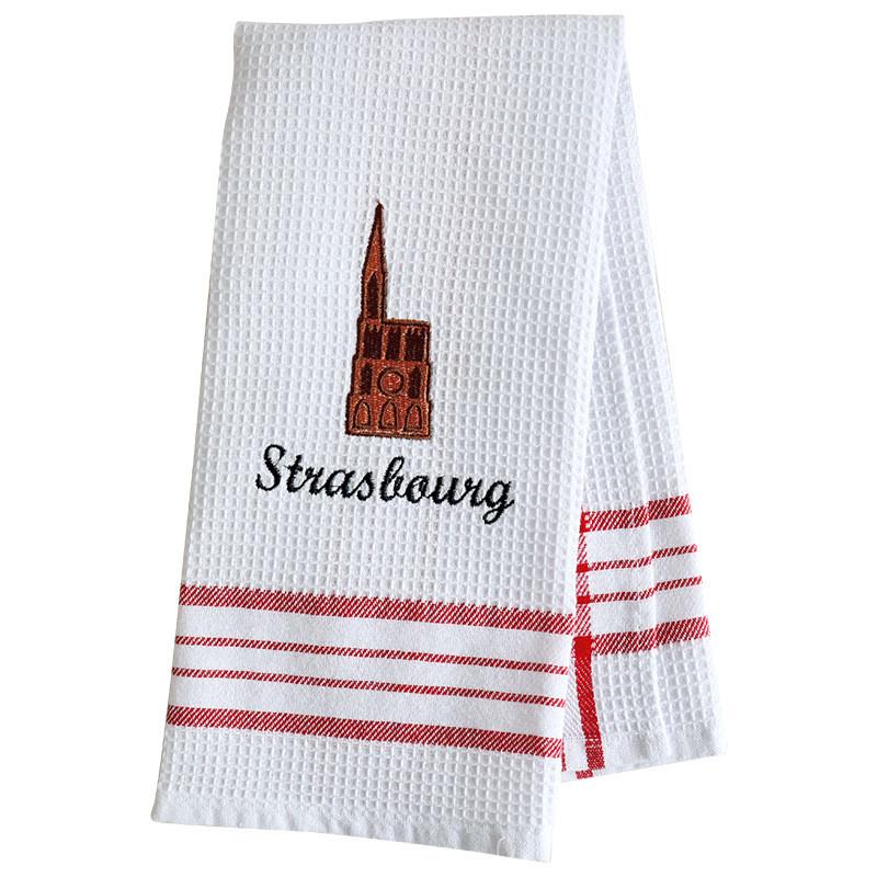 1Pc 40x60cm Cotton White Home Waffle Embroidered Tea Towel Table Napkin Place Mat Kitchen Dishcloth Xmas Gift