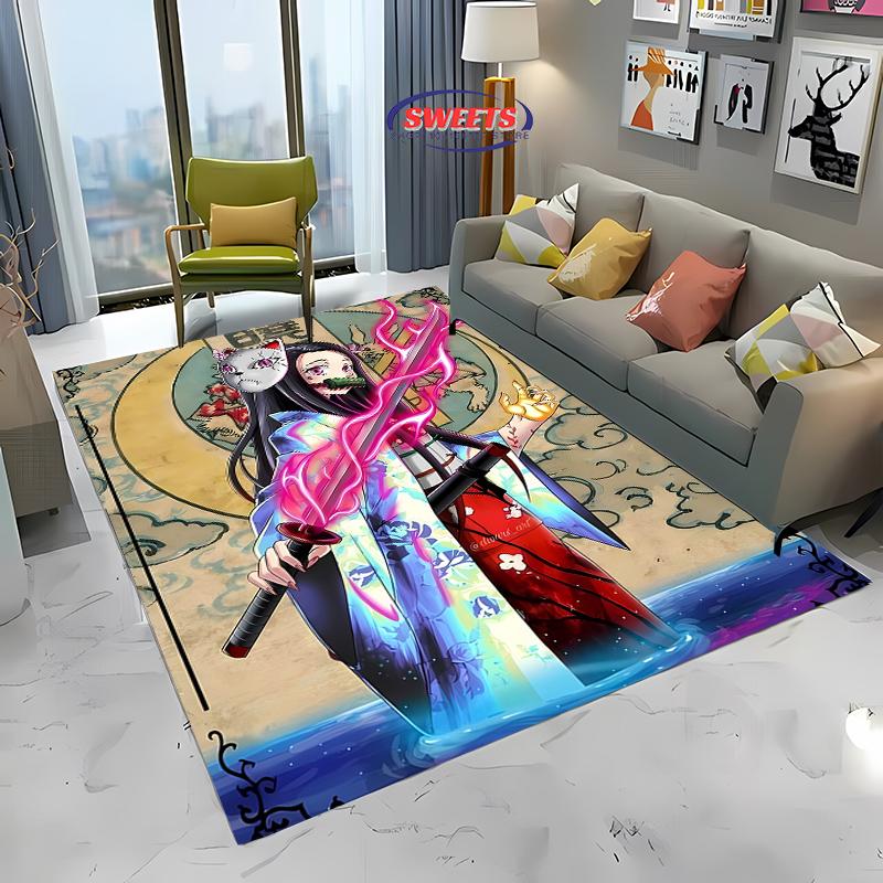 3D Printing Japan Anime Kamad0 Nezuk0 Carpet for Living Room Children's Bedroom Sofa Doormat Floor Rug Anti-slip Decor Mat Gift