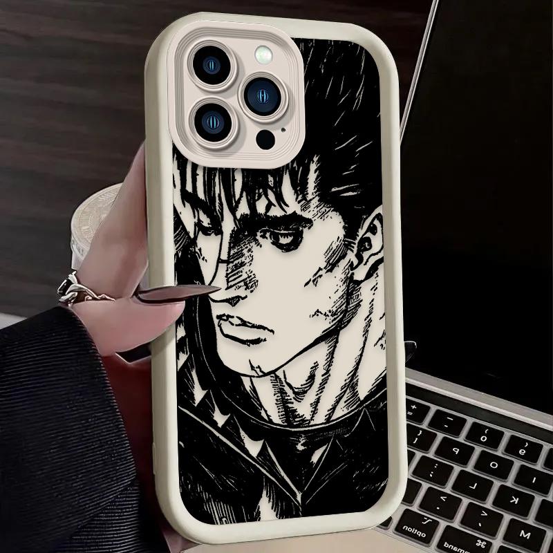Berserk Guts Anime Phone Case for iPhone 17 Air 16 16E 15 14 13 12 11 Pro Max X XS X S Max XR SE 2020 SE4 7 8 Silicone Cover