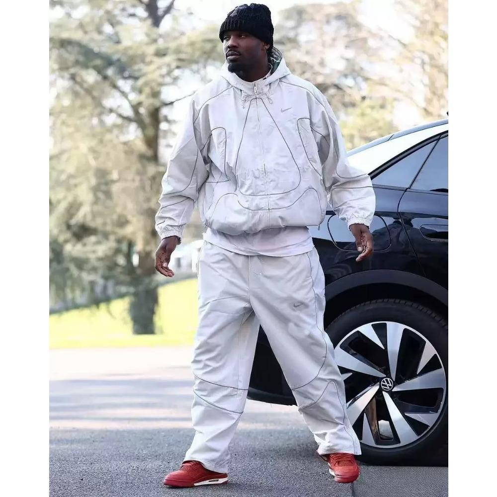 

Полосатые лоскутные комплекты из 2 предметов, повседневная куртка-кроп на молнии с длинным рукавом и брюки на кулиске, подходящие спортивные костюмы M белый