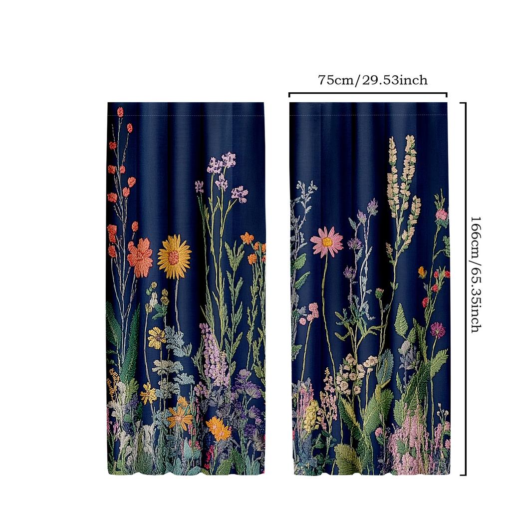 Set Of 2 Vintage Floral Wildflower Drapes Botanical Herb Design Curtains Bedroom Decoration Curtain Polyester Perfect For Sleeping Area