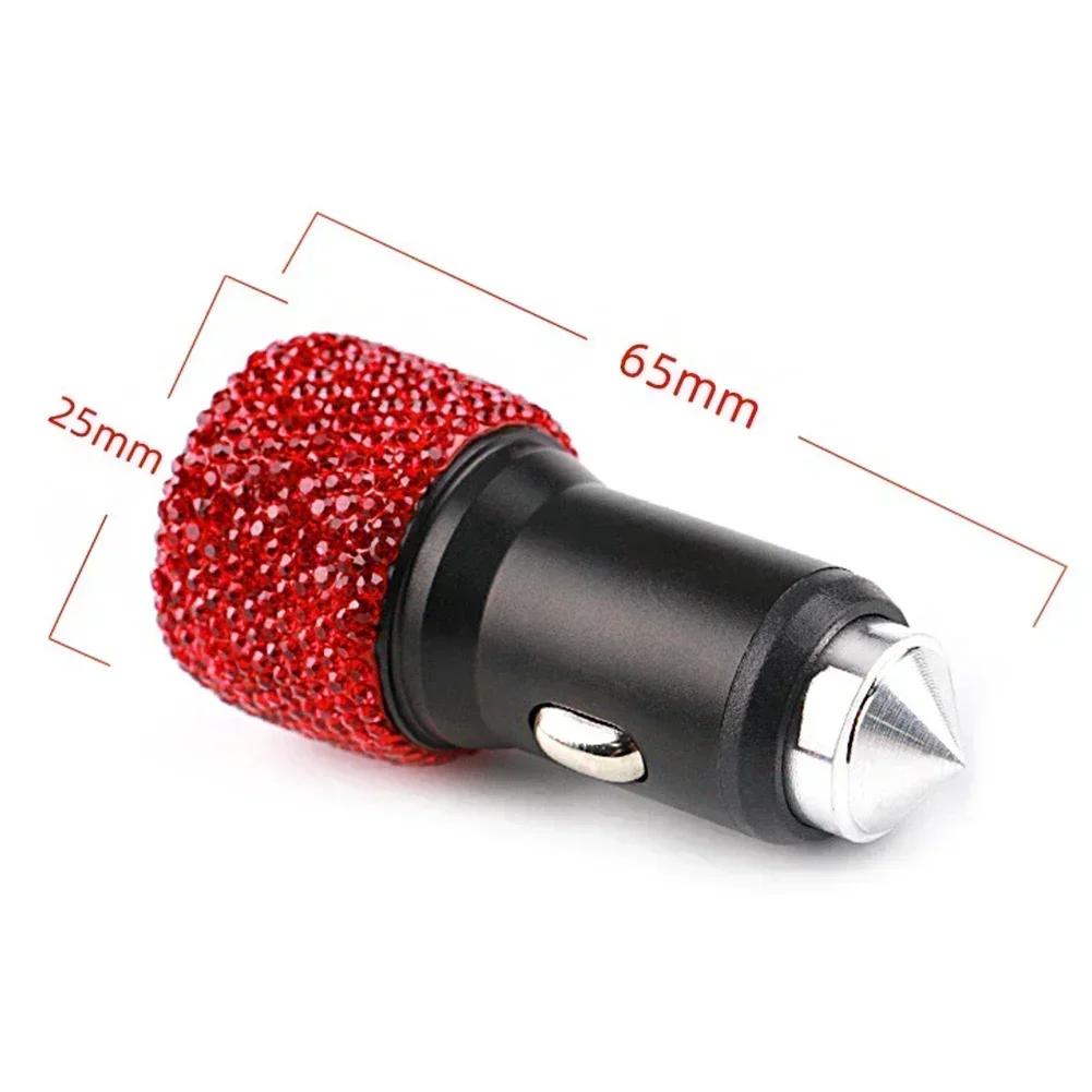 Dual USB Car Charger Bling Bling Handmade Rhinestones Crystal Decorations for Fast Charging Car Decors for IPhoneSamsung Amagi
