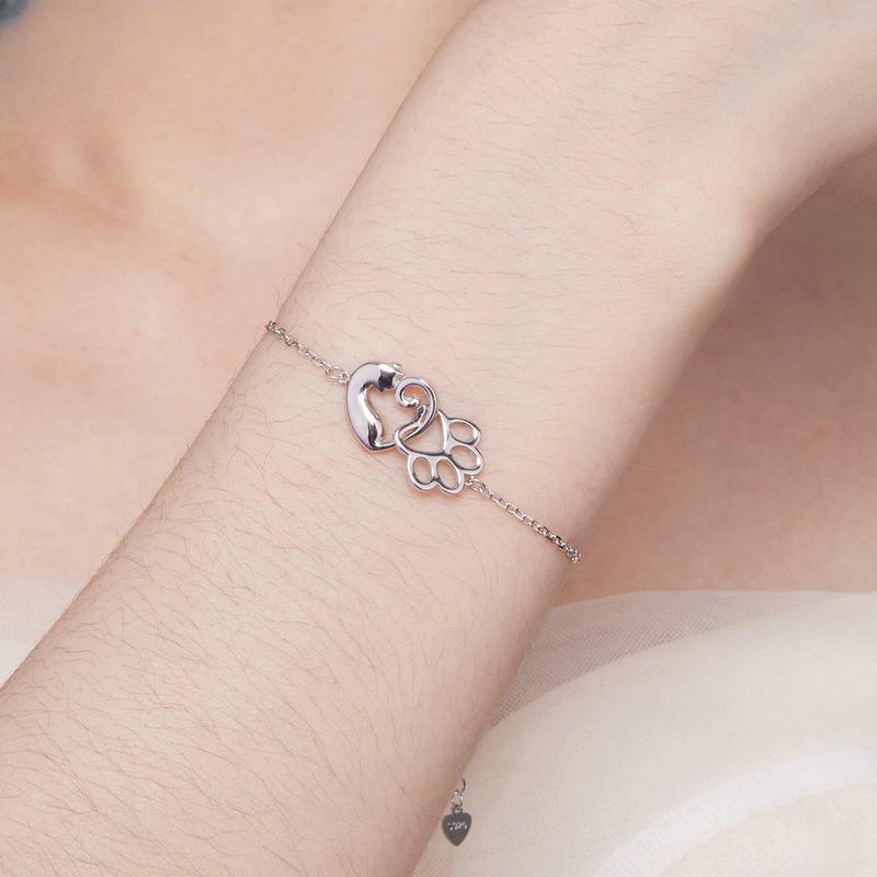 Neues S925 Sterlingsilber Niedliches Katze Armband Schlichtes Design Haustier S925 Sterlingsilber Armband Schmuck