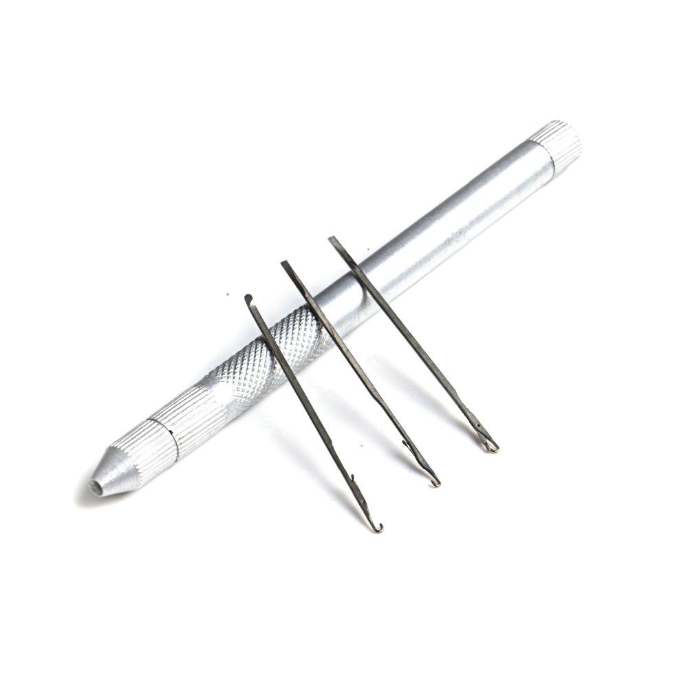 Clește cu 3 găuri și croșetă metalică, dispozitiv de înfilat ața pentru bucle 3 buc/set Pentru extensii de păr