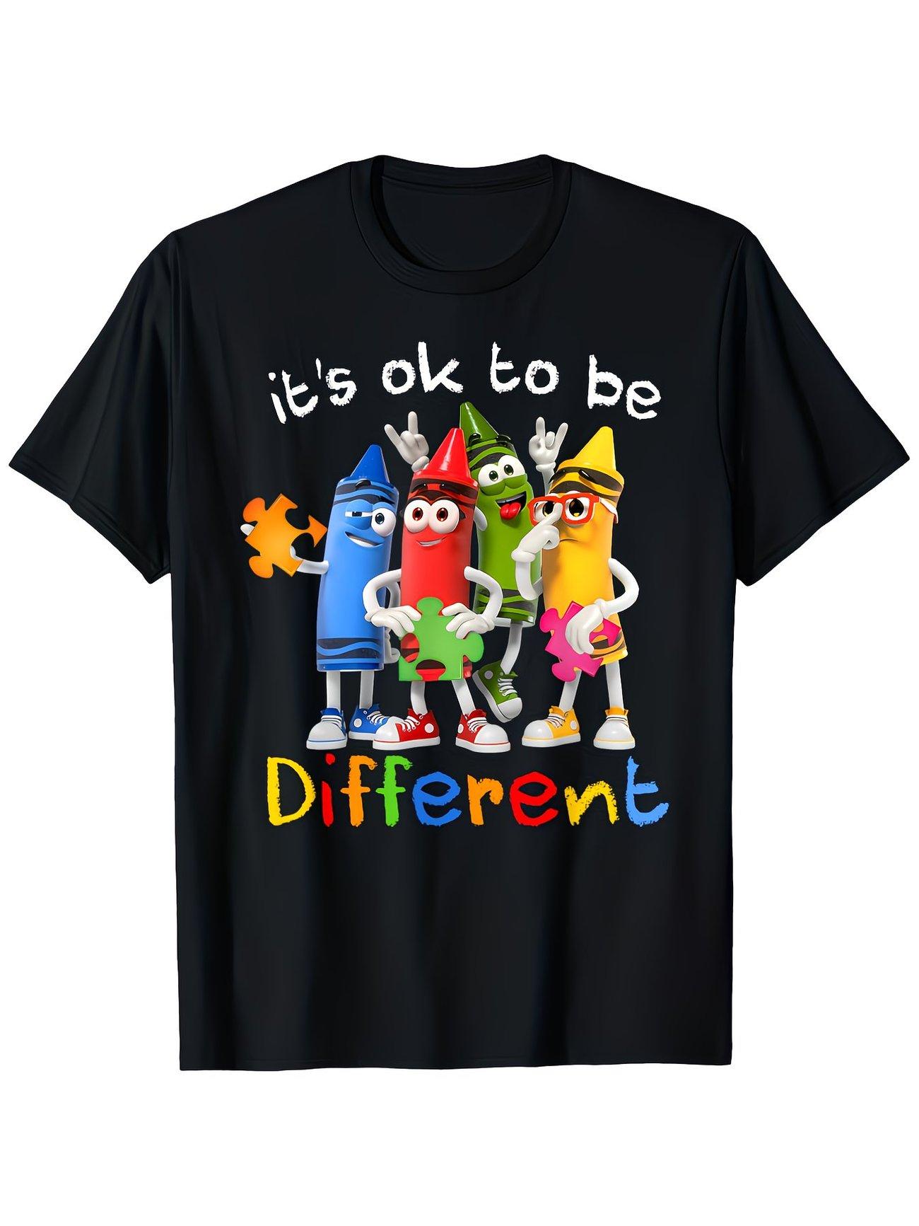 Unisex Autism Awareness T-shirt | Different Is Normal Slogan | 100% Cotton 2XL