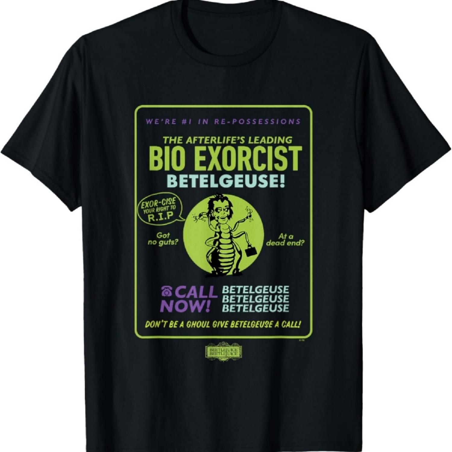 Битлджус Битлджус Ведущий биоэкзорцист загробного мира Рекламная футболка XXXXXL чёрный