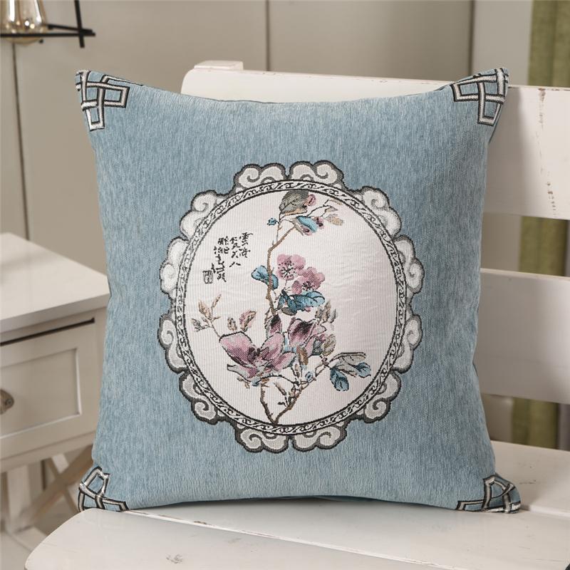 Copricuscino per divano 45x45cm in ciniglia con fiore di peonia Decorazione per soggiorno domestico Capodanno cinese