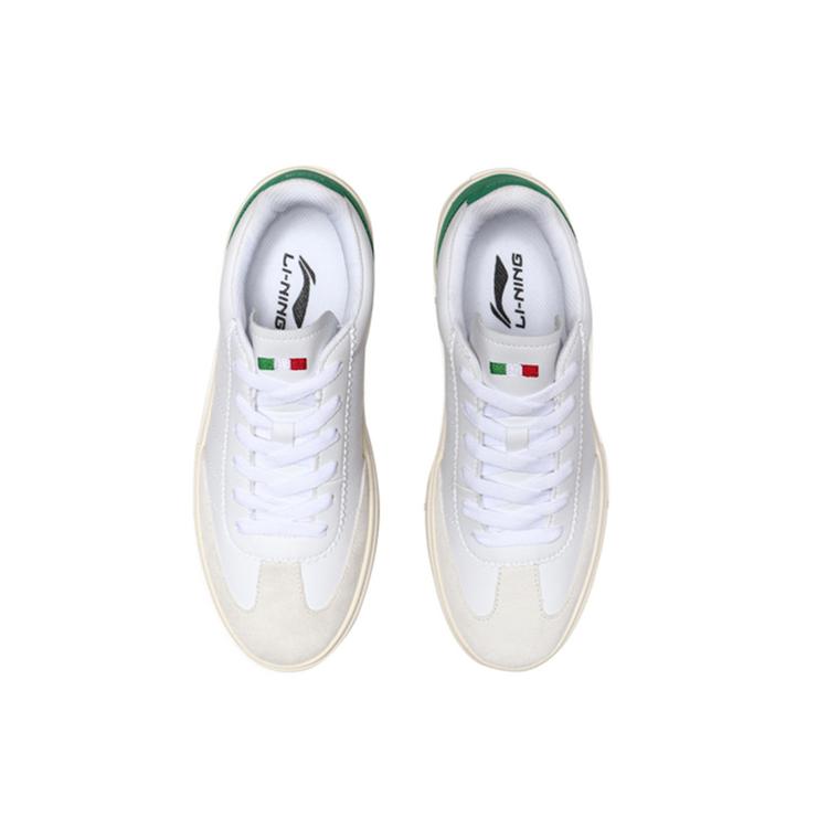 Li Ning Slip Resistant Abrasion Resistant Low top Skateboard Shoes Women's White Green AGCP124-1