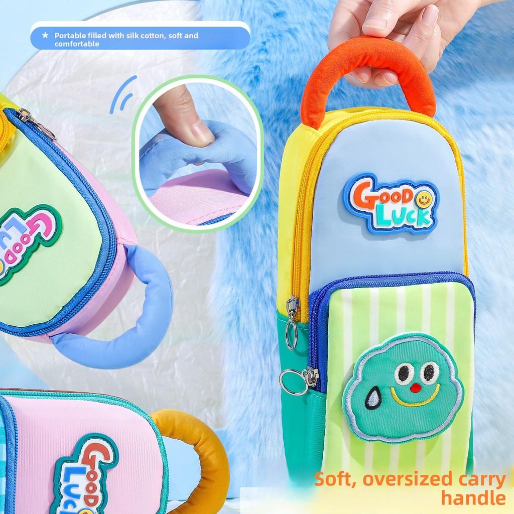 Korean Style Striped Stationery Bag With Large Capacity For Girls And Students